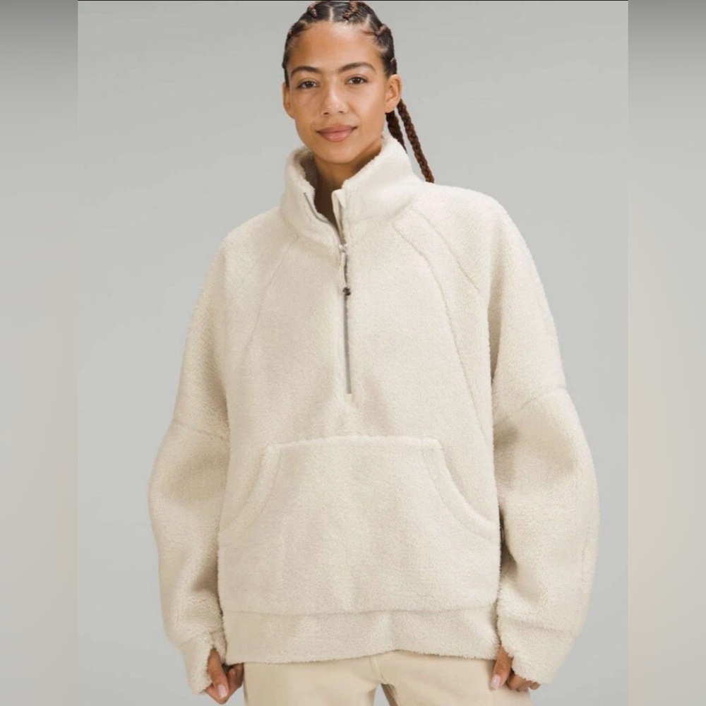 SOLD NWT ☁️ Lululemon Scuba Oversized Half-Zip funnel Neck White Opal ☁️